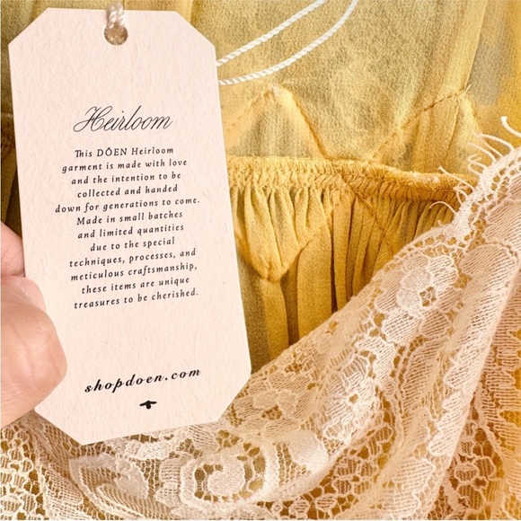 Doen Heirloom Analia 100% Silk Yellow Lace midi Dress NEW - Picture 3 of 4